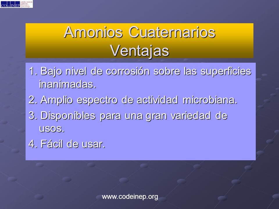 Amonios Cuaternarios Ventajas