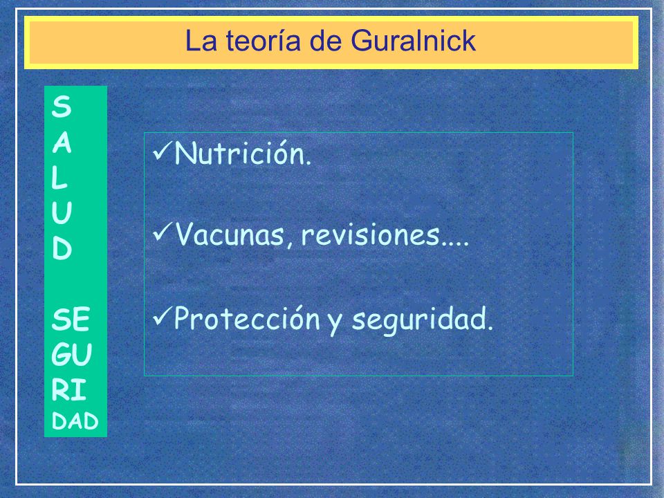 La teoría de Guralnick S. A. L. U. D. SE.