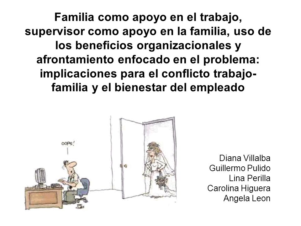 Familia como apoyo en el trabajo, supervisor como apoyo en la familia, uso de los beneficios organizacionales y afrontamiento enfocado en el problema: implicaciones para el conflicto trabajo-familia y el bienestar del empleado