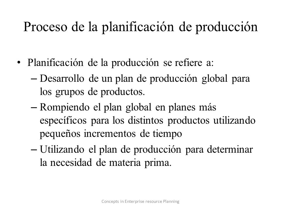 Proceso de la planificación de producción