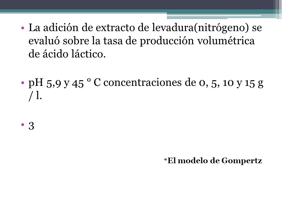 pH 5,9 y 45 ° C concentraciones de 0, 5, 10 y 15 g / l.