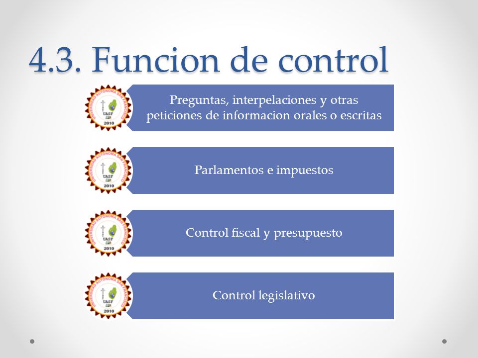 4.3. Funcion de control Preguntas, interpelaciones y otras peticiones de informacion orales o escritas.