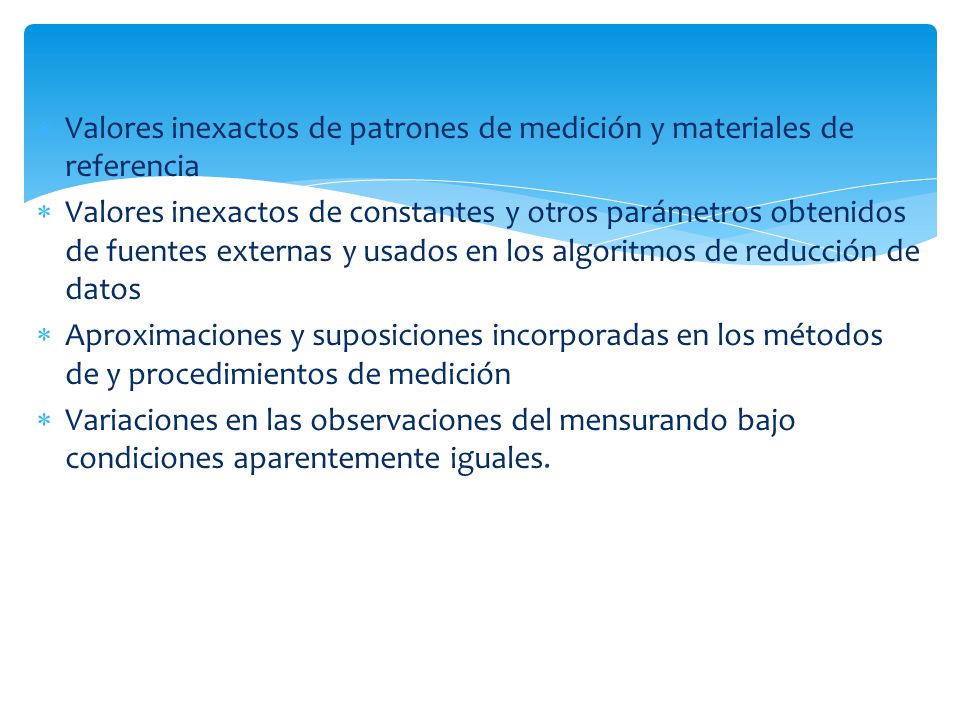 Valores inexactos de patrones de medición y materiales de referencia