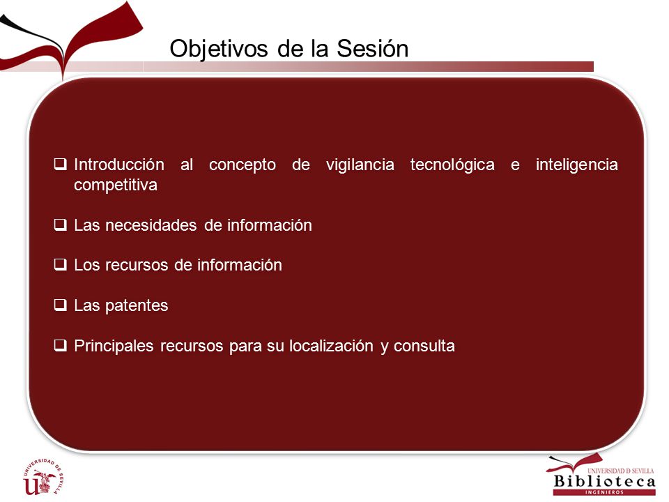 Objetivos de la Sesión Introducción al concepto de vigilancia tecnológica e inteligencia competitiva.