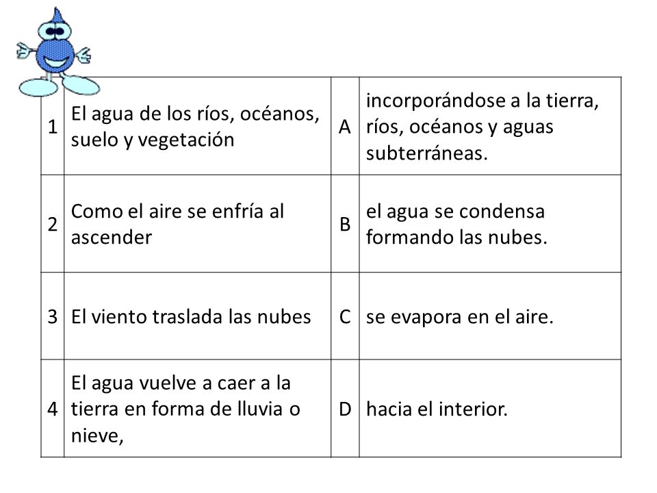 El agua de los ríos, océanos, suelo y vegetación A