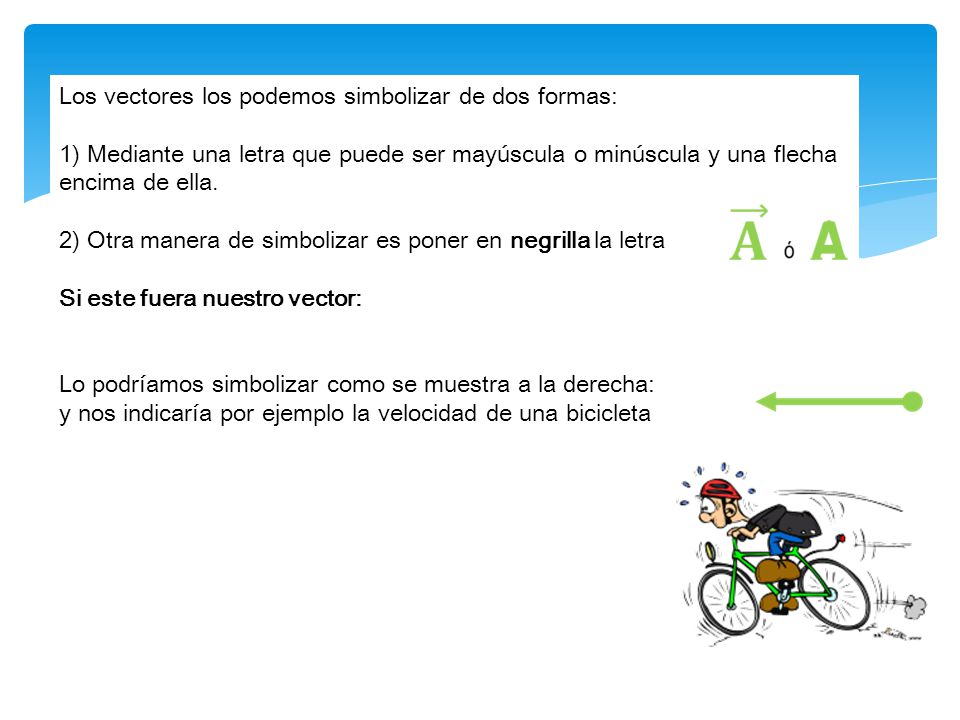 Los vectores los podemos simbolizar de dos formas: