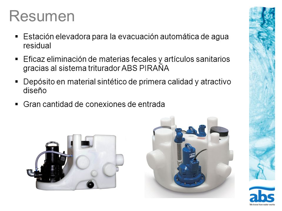 Resumen Estación elevadora para la evacuación automática de agua residual.