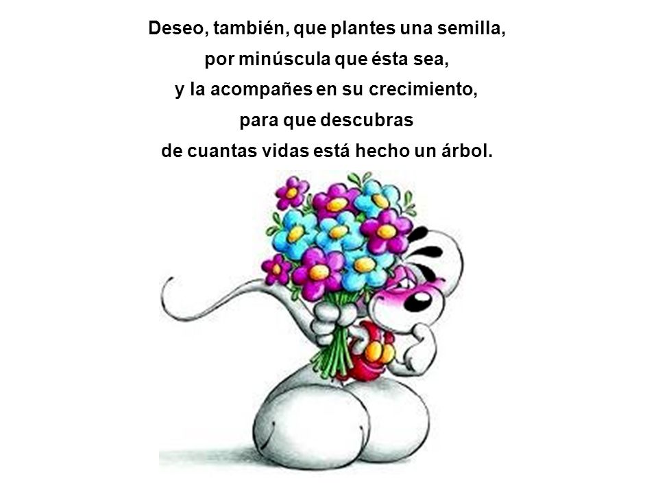 Deseo, también, que plantes una semilla, por minúscula que ésta sea,