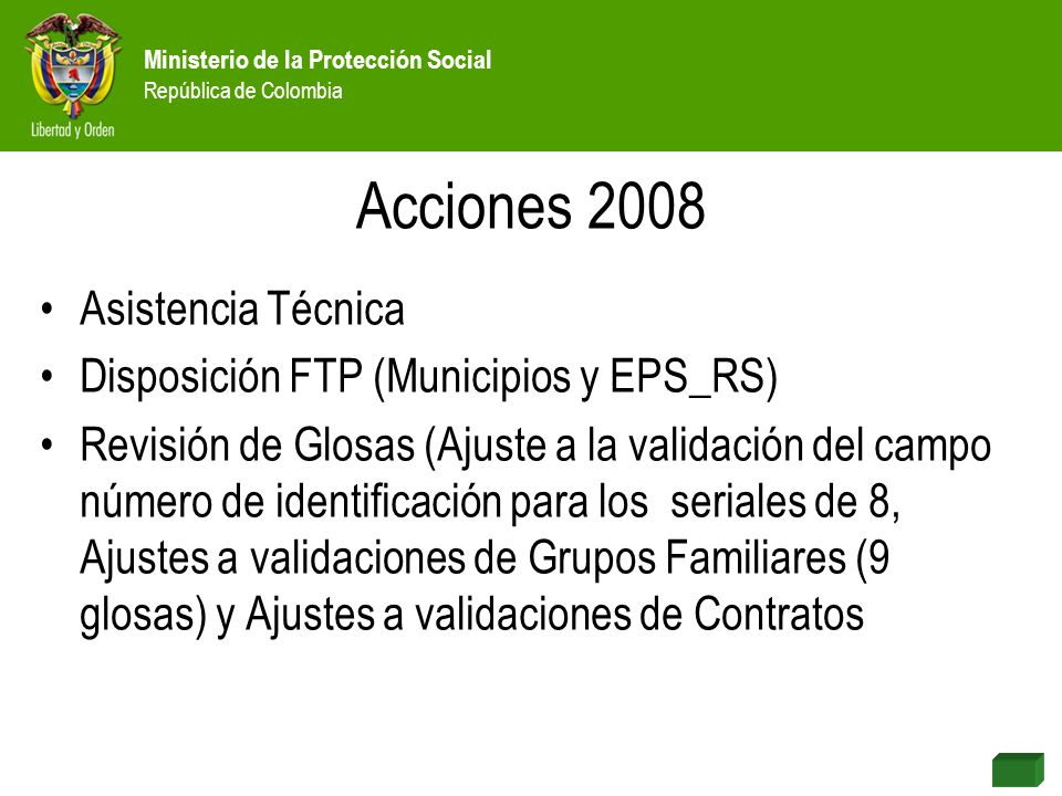 Acciones 2008 Asistencia Técnica Disposición FTP (Municipios y EPS_RS)
