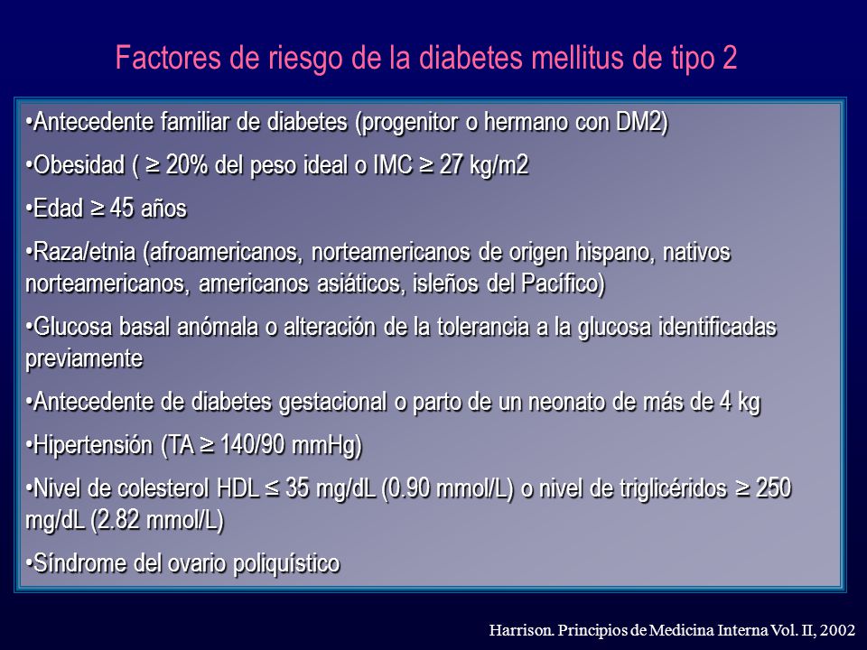 Factores de riesgo de la diabetes mellitus de tipo 2