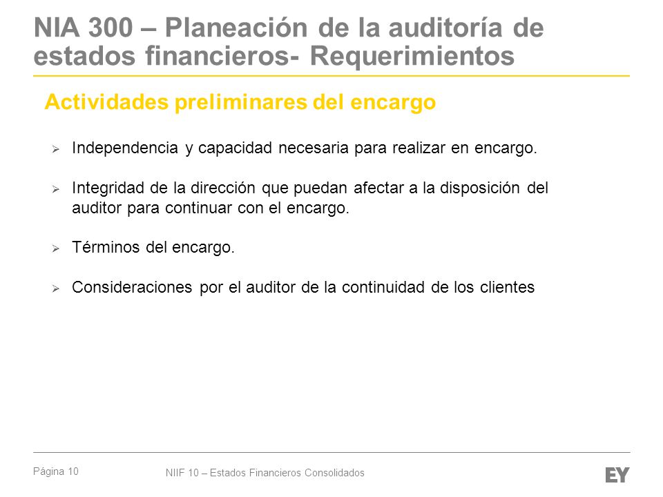 NIA 300 – Planeación de la auditoría de estados financieros- Requerimientos