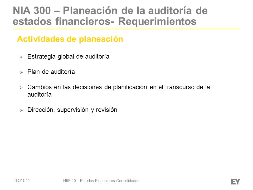 NIA 300 – Planeación de la auditoría de estados financieros- Requerimientos