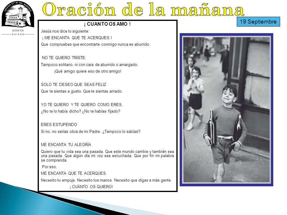 Oración de la mañana 19 Septiembre ¡ CUANTO OS AMO !