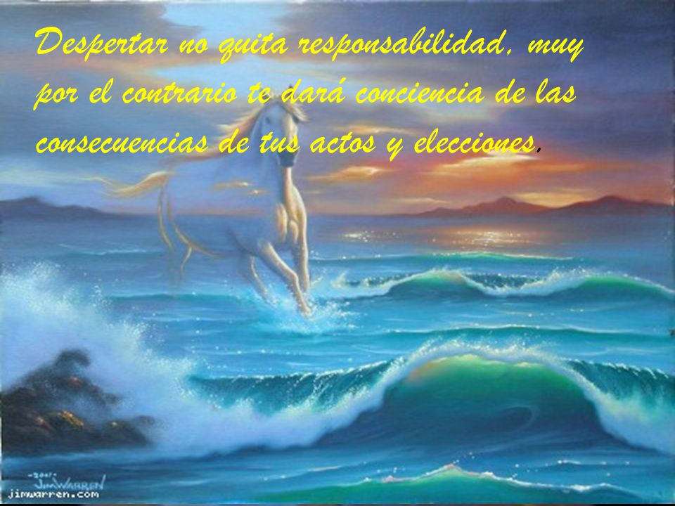 Despertar no quita responsabilidad, muy por el contrario te dará conciencia de las consecuencias de tus actos y elecciones.