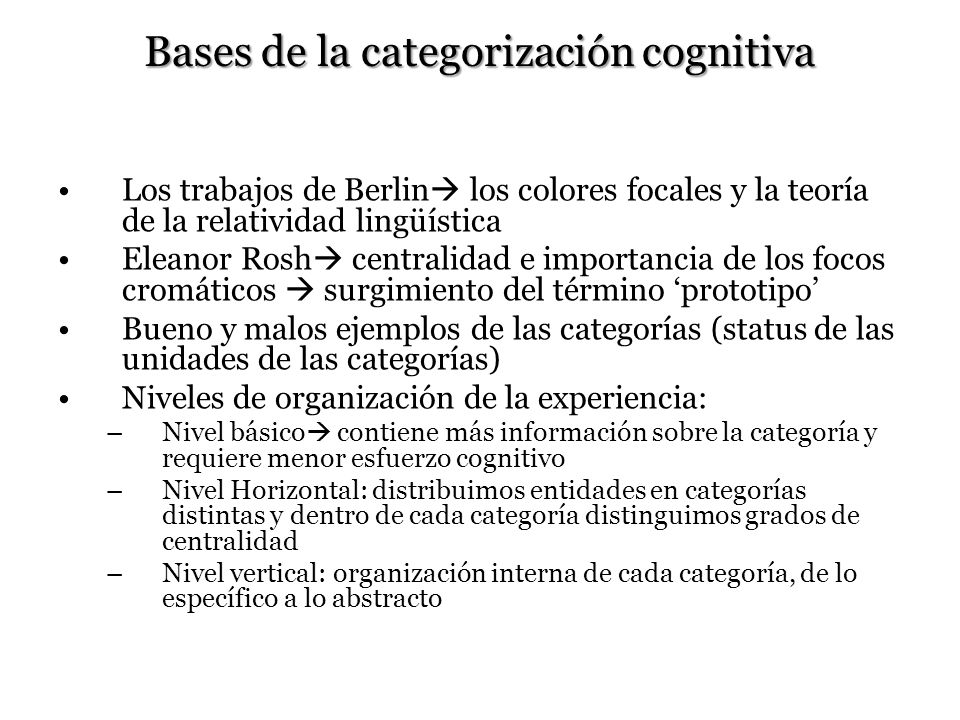 Bases de la categorización cognitiva