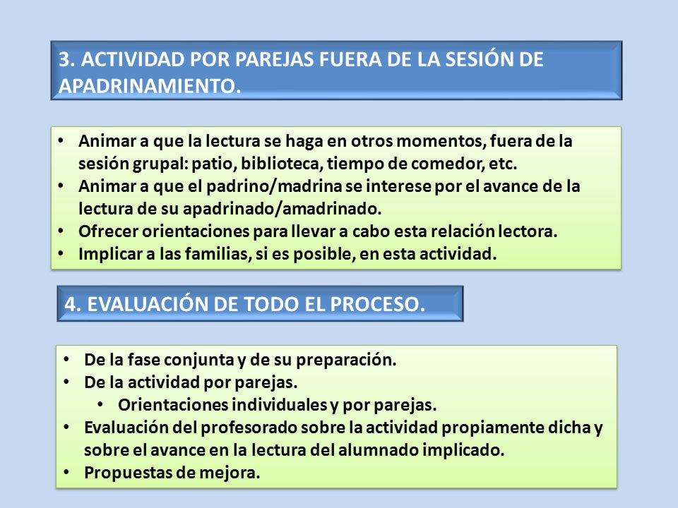 3. ACTIVIDAD POR PAREJAS FUERA DE LA SESIÓN DE APADRINAMIENTO.