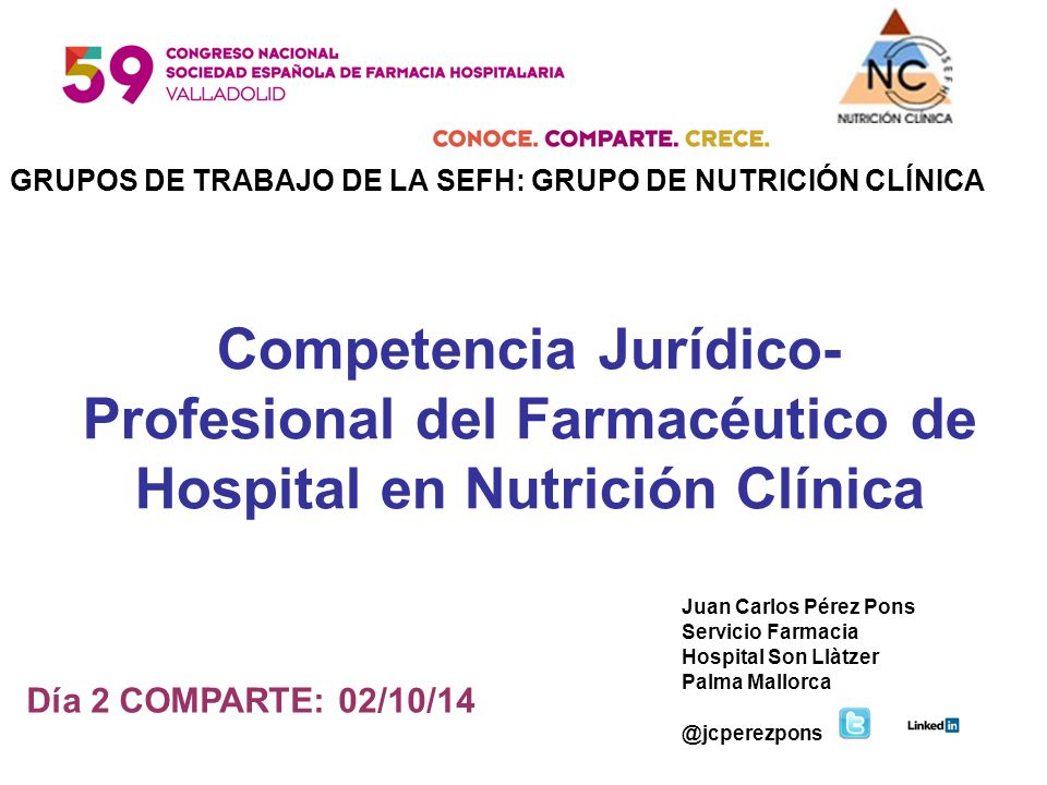 GRUPOS DE TRABAJO DE LA SEFH: GRUPO DE NUTRICIÓN CLÍNICA