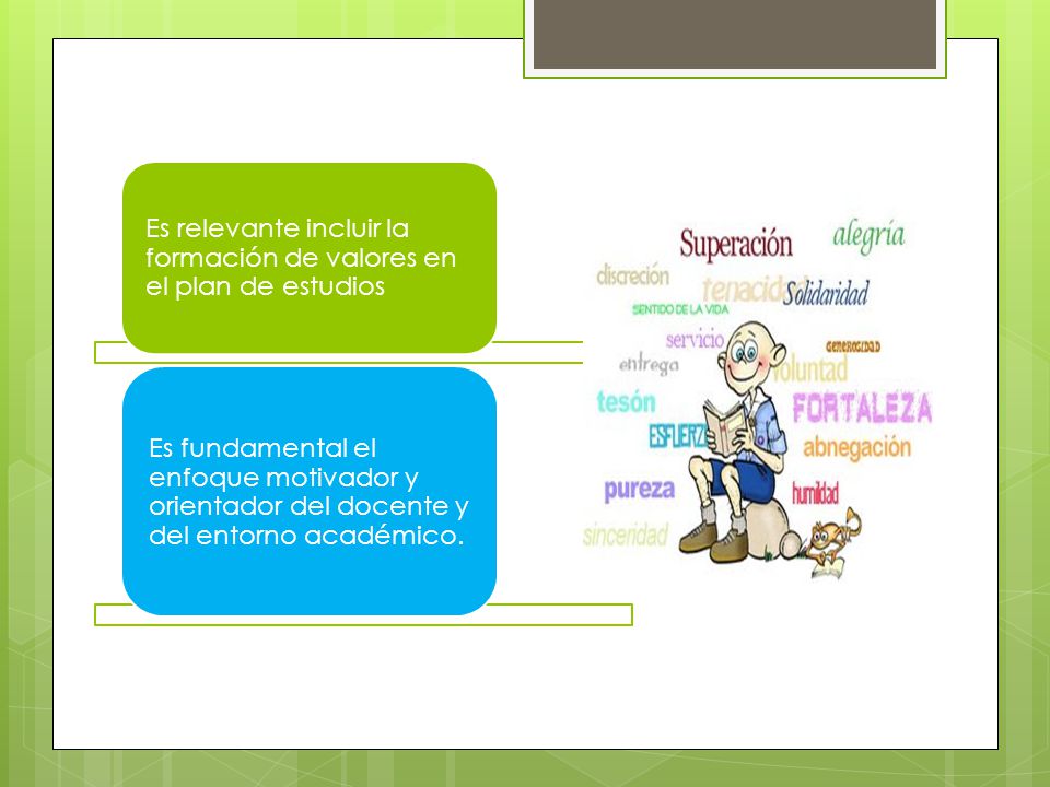 Es relevante incluir la formación de valores en el plan de estudios