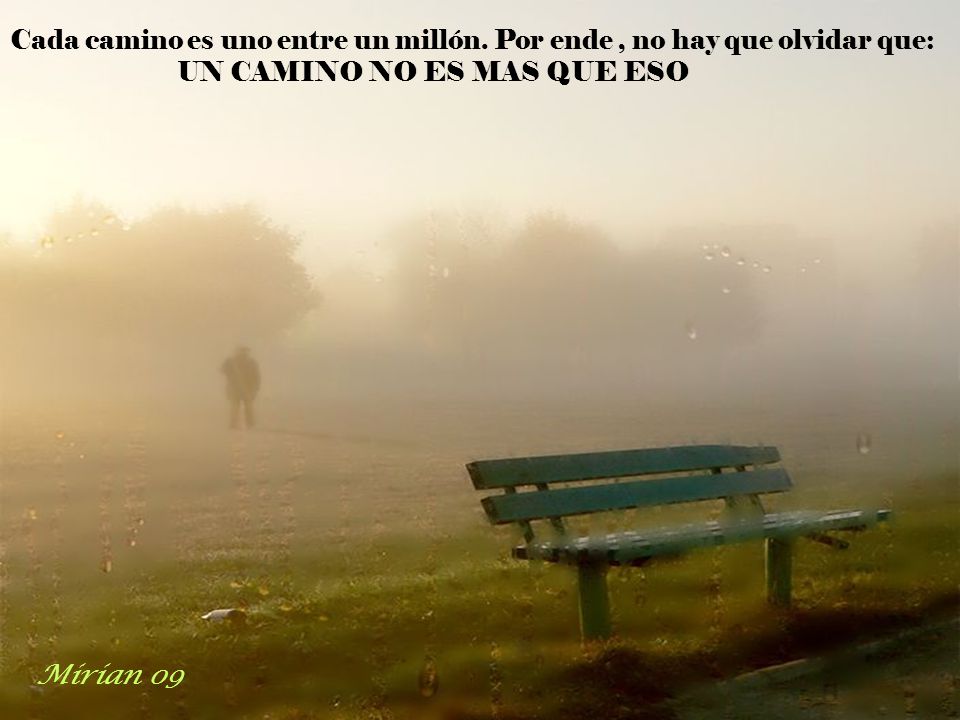 Cada camino es uno entre un millón. Por ende , no hay que olvidar que: