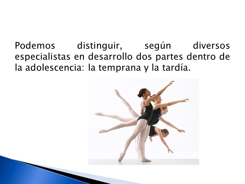 Podemos distinguir, según diversos especialistas en desarrollo dos partes dentro de la adolescencia: la temprana y la tardía.