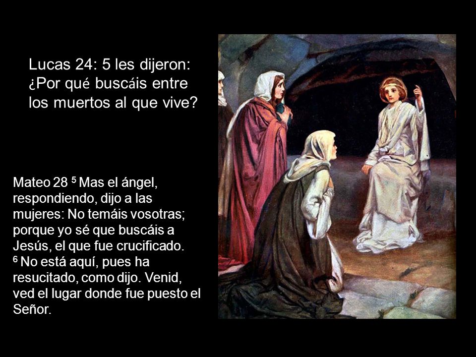 Lucas 24: 5 les dijeron: ¿Por qué buscáis entre los muertos al que vive