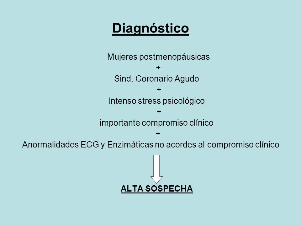 Diagnóstico Mujeres postmenopáusicas + Sind. Coronario Agudo