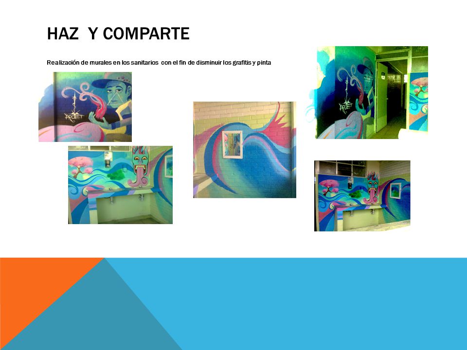 Haz y comparte Realización de murales en los sanitarios con el fin de disminuir los grafitis y pinta.