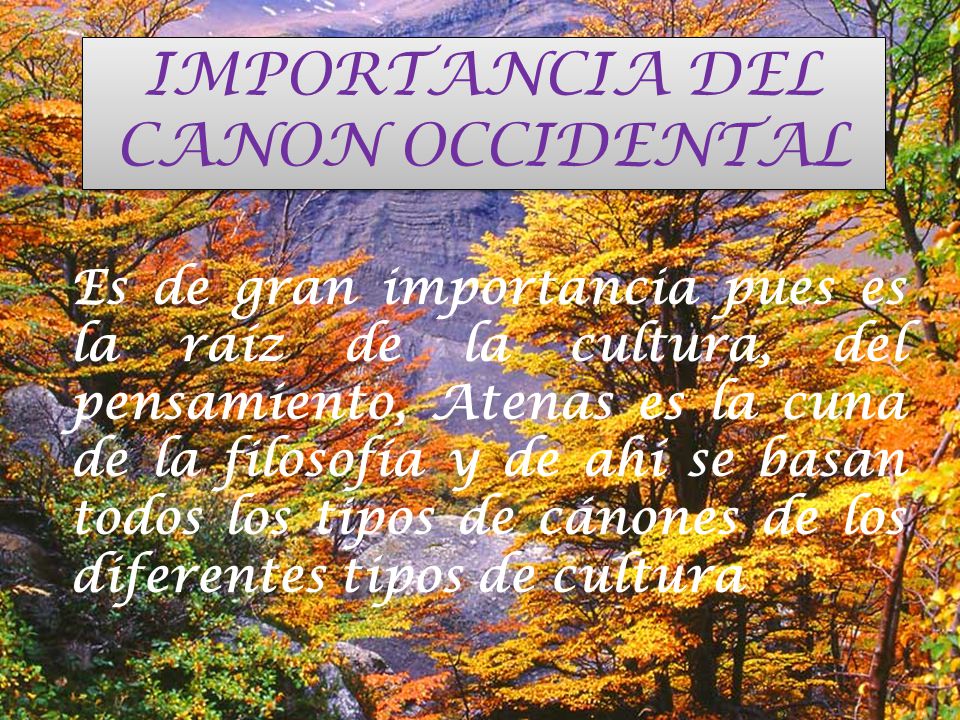 IMPORTANCIA DEL CANON OCCIDENTAL