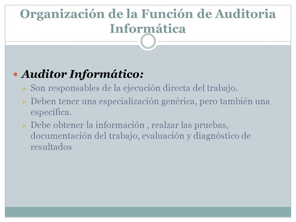 Organización de la Función de Auditoria Informática