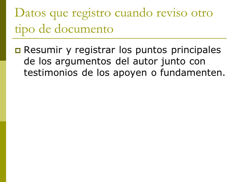 Datos que registro cuando reviso otro tipo de documento