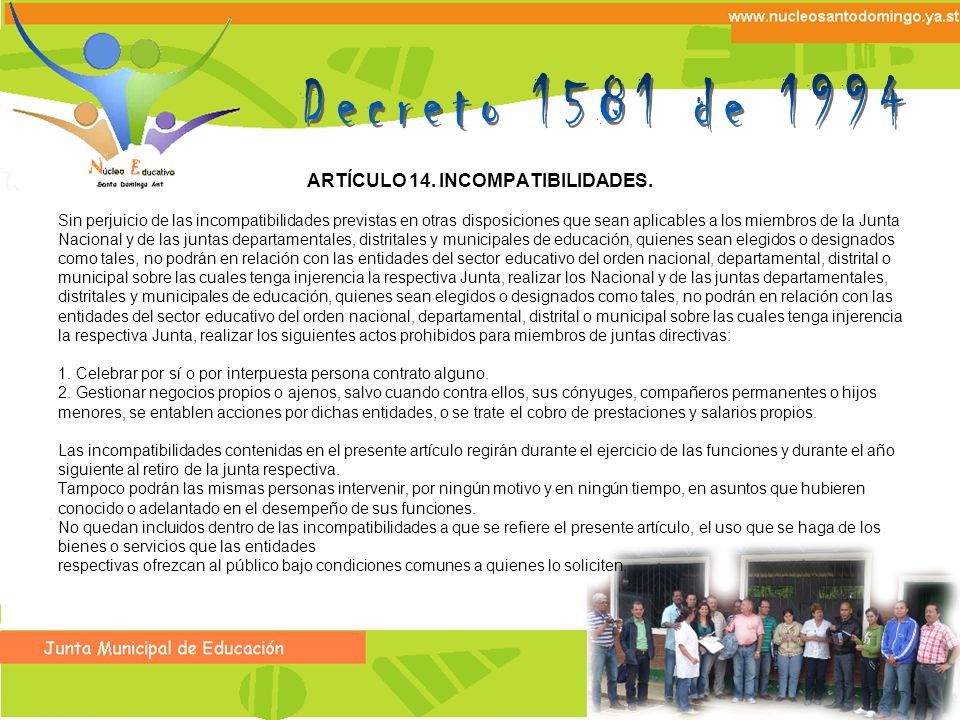 ARTÍCULO 14. INCOMPATIBILIDADES.