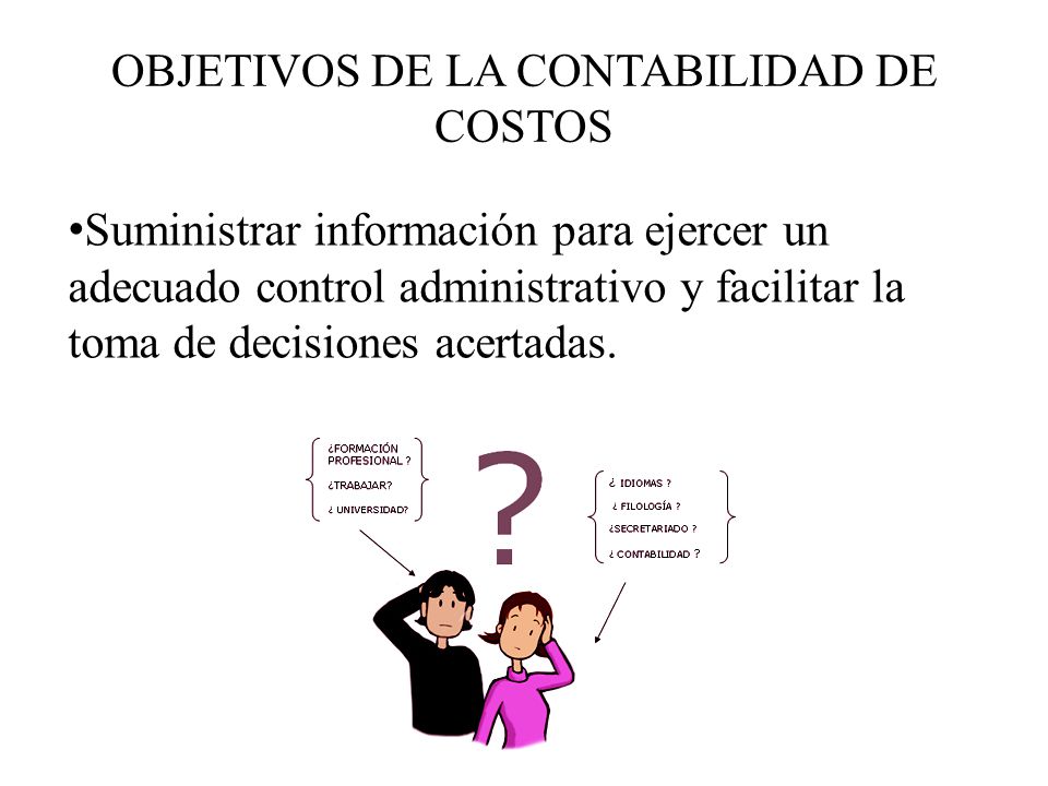 OBJETIVOS DE LA CONTABILIDAD DE COSTOS