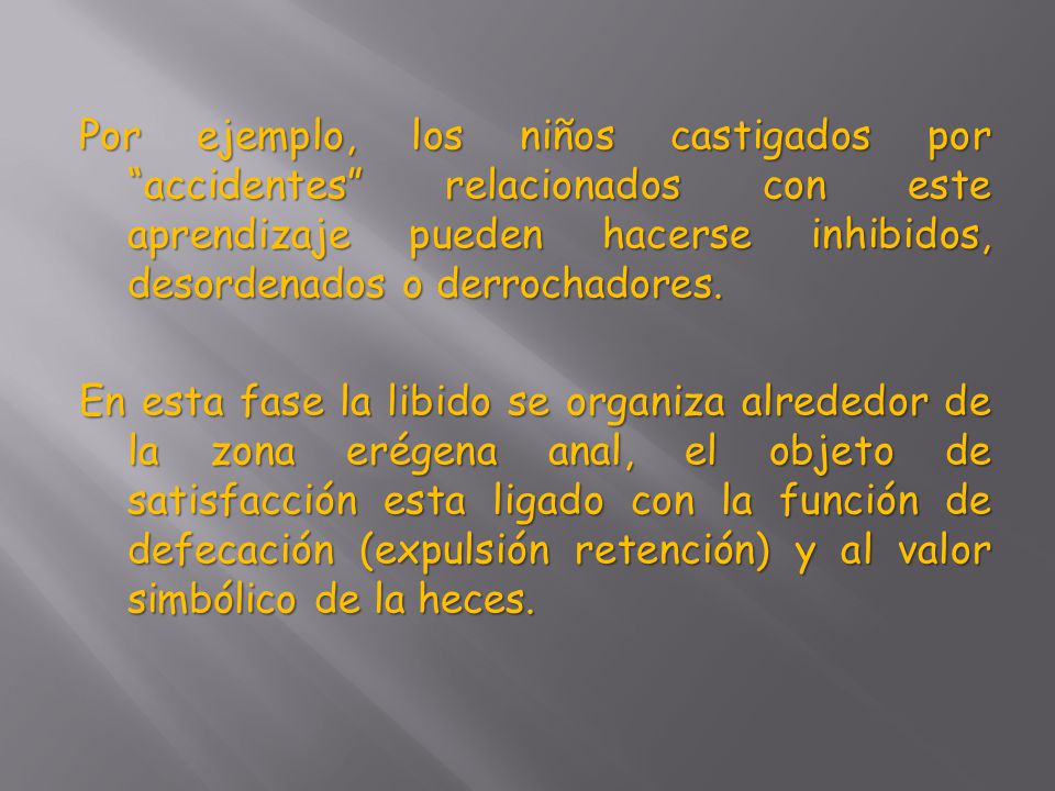 Por ejemplo, los niños castigados por accidentes relacionados con este aprendizaje pueden hacerse inhibidos, desordenados o derrochadores.