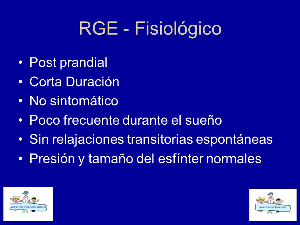 RGE - Fisiológico Post prandial Corta Duración No sintomático