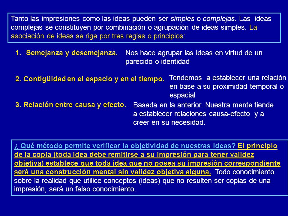 Tanto las impresiones como las ideas pueden ser simples o complejas