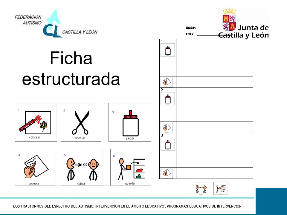 Ficha estructurada LOS TRASTORNOS DEL ESPECTRO DEL AUTISMO: INTERVENCIÓN EN EL ÁMBITO EDUCATIVO .