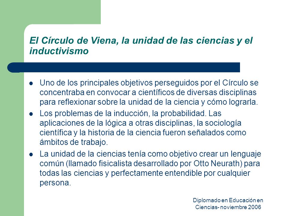 El Círculo de Viena, la unidad de las ciencias y el inductivismo