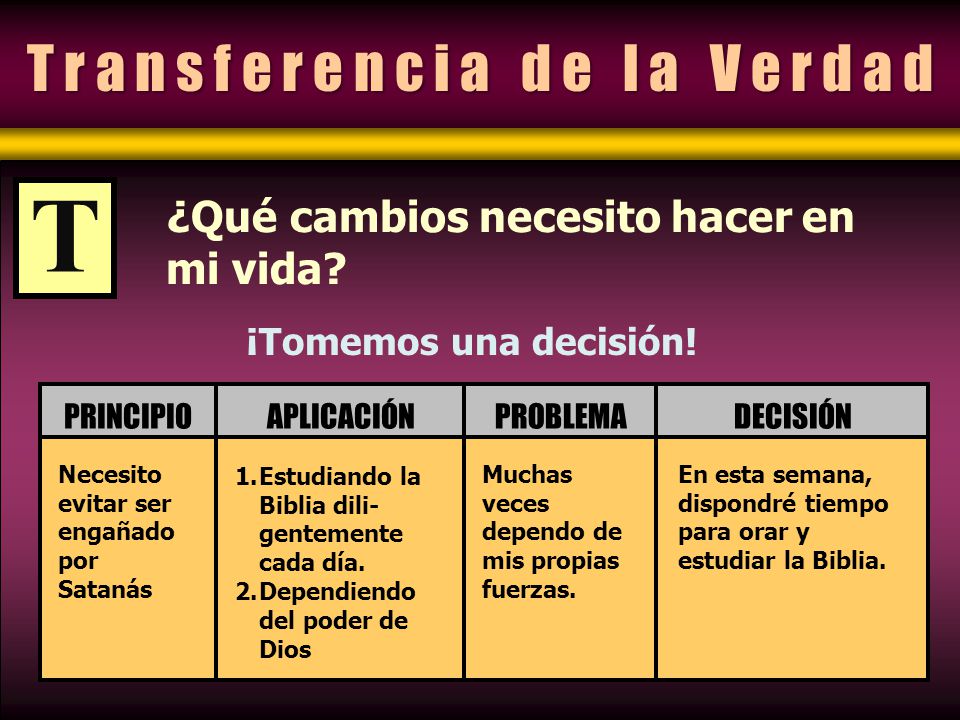 T r a n s f e r e n c i a d e l a V e r d a d