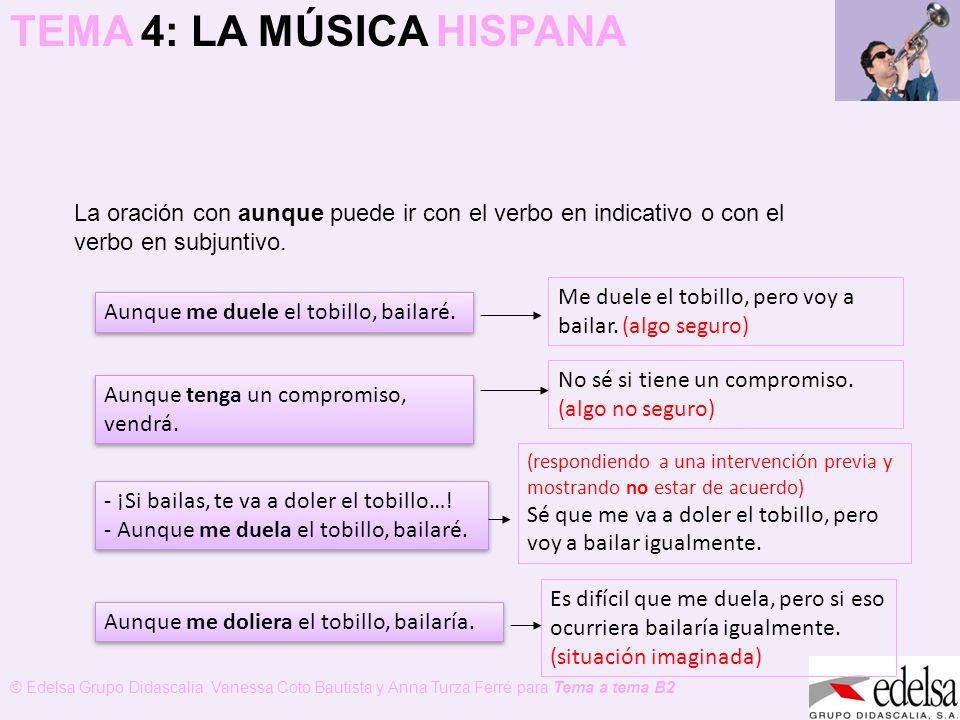 Me duele el tobillo, pero voy a bailar. (algo seguro)
