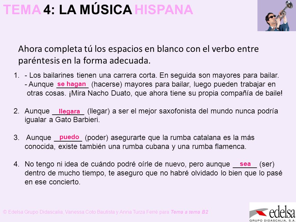 Ahora completa tú los espacios en blanco con el verbo entre paréntesis en la forma adecuada.