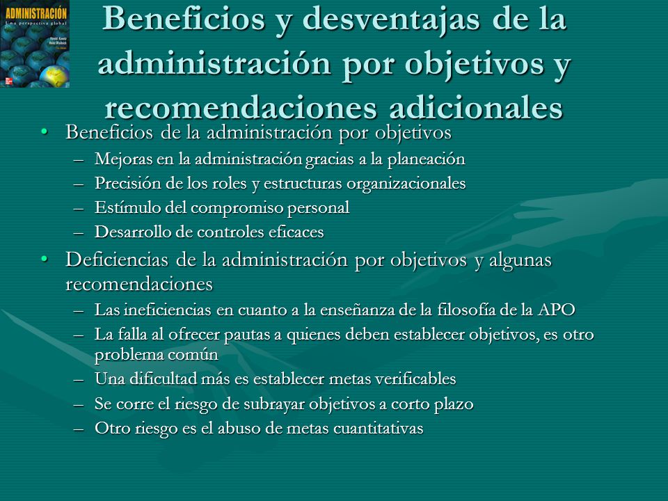 Beneficios y desventajas de la administración por objetivos y recomendaciones adicionales