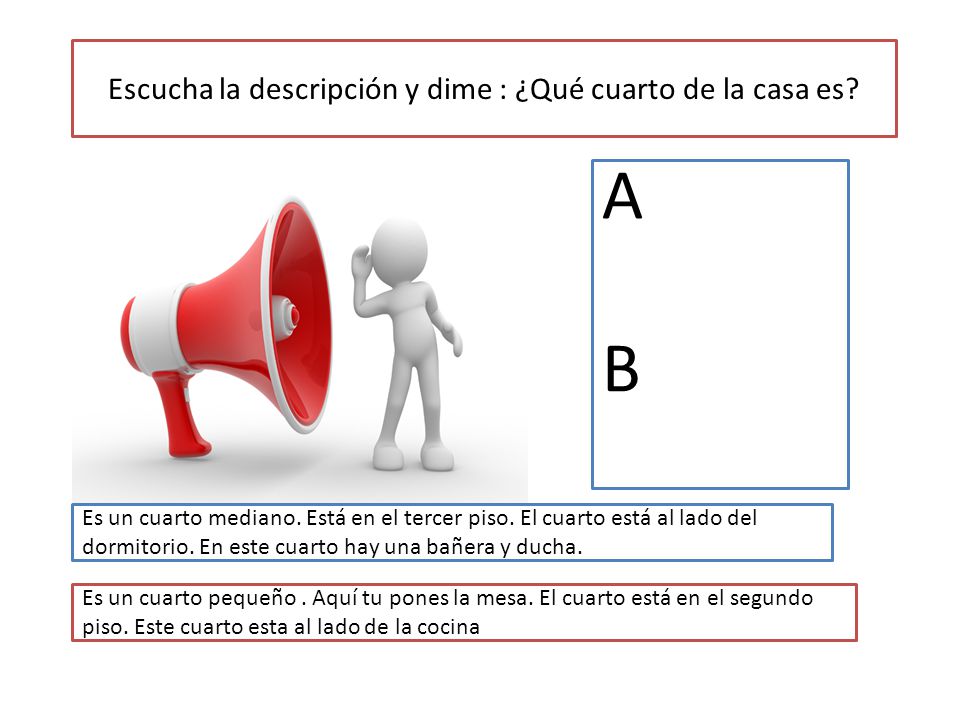 Escucha la descripción y dime : ¿Qué cuarto de la casa es