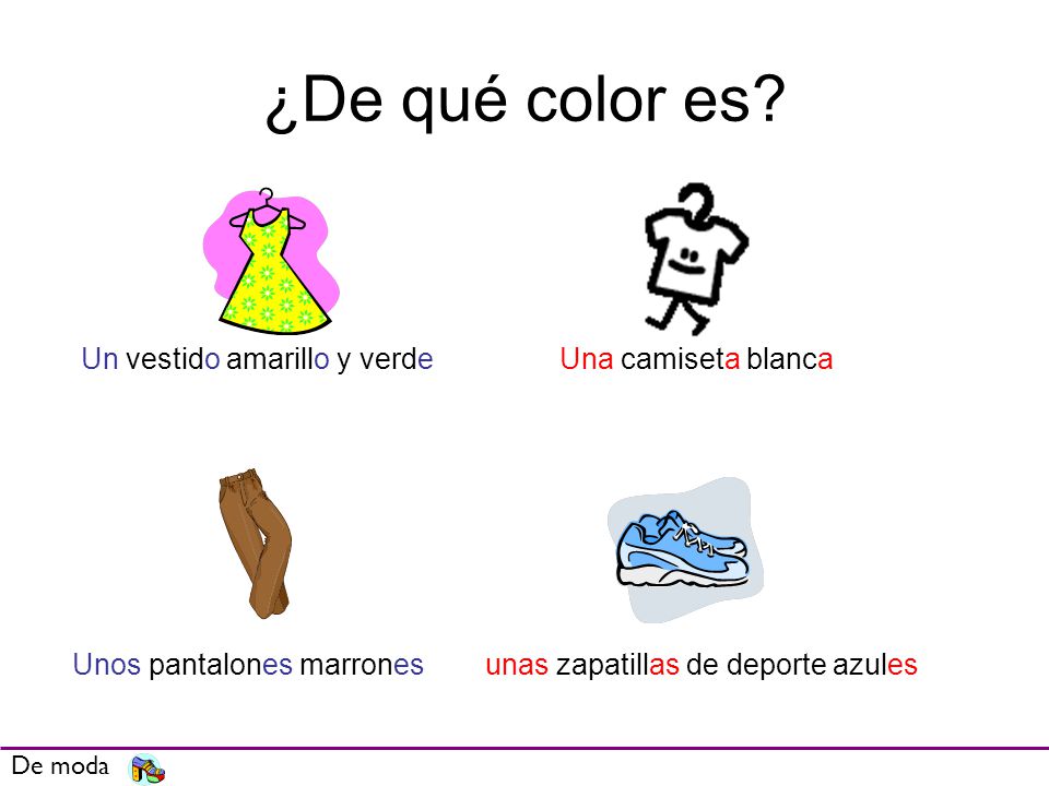 ¿De qué color es Un vestido amarillo y verde Una camiseta blanca