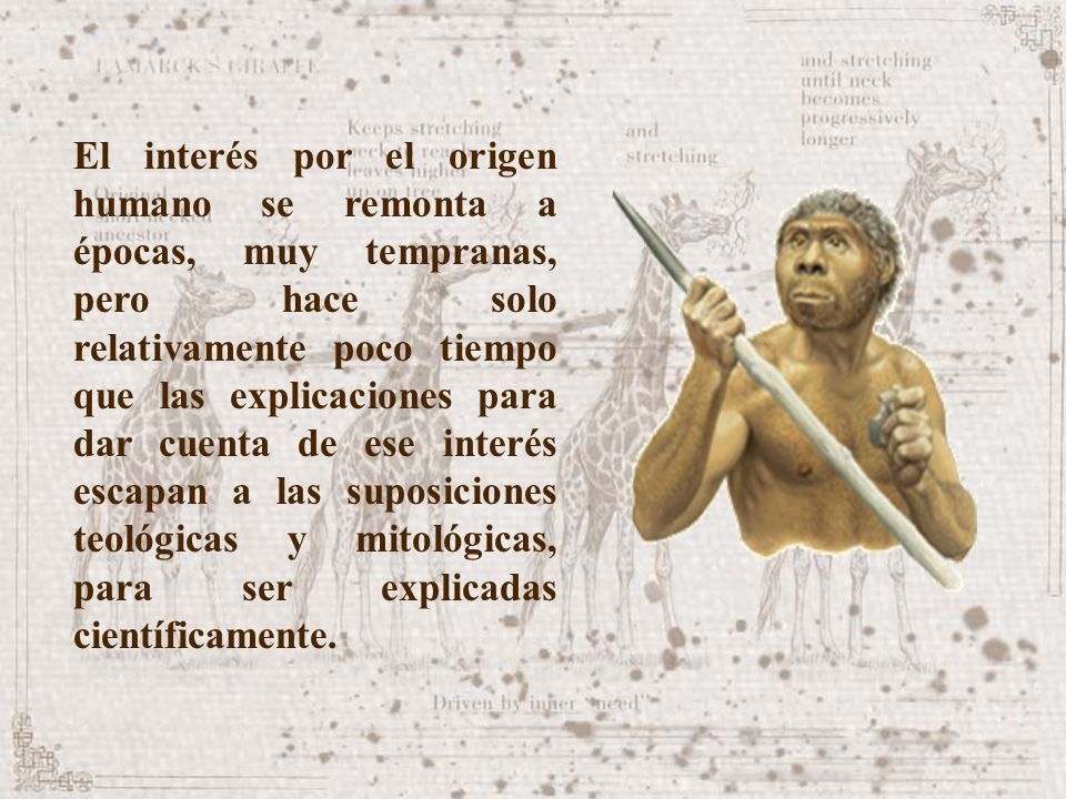 El interés por el origen humano se remonta a épocas, muy tempranas, pero hace solo relativamente poco tiempo que las explicaciones para dar cuenta de ese interés escapan a las suposiciones teológicas y mitológicas, para ser explicadas científicamente.