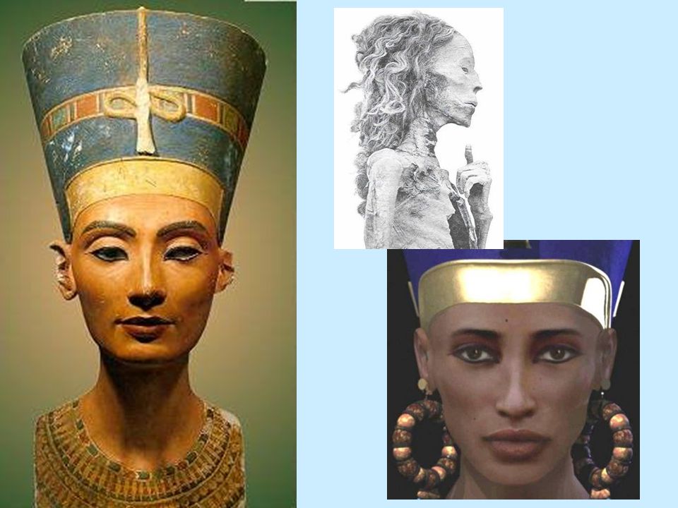 Busto de la reina Nefertiti en caliza policromada. 50 cm a.C.