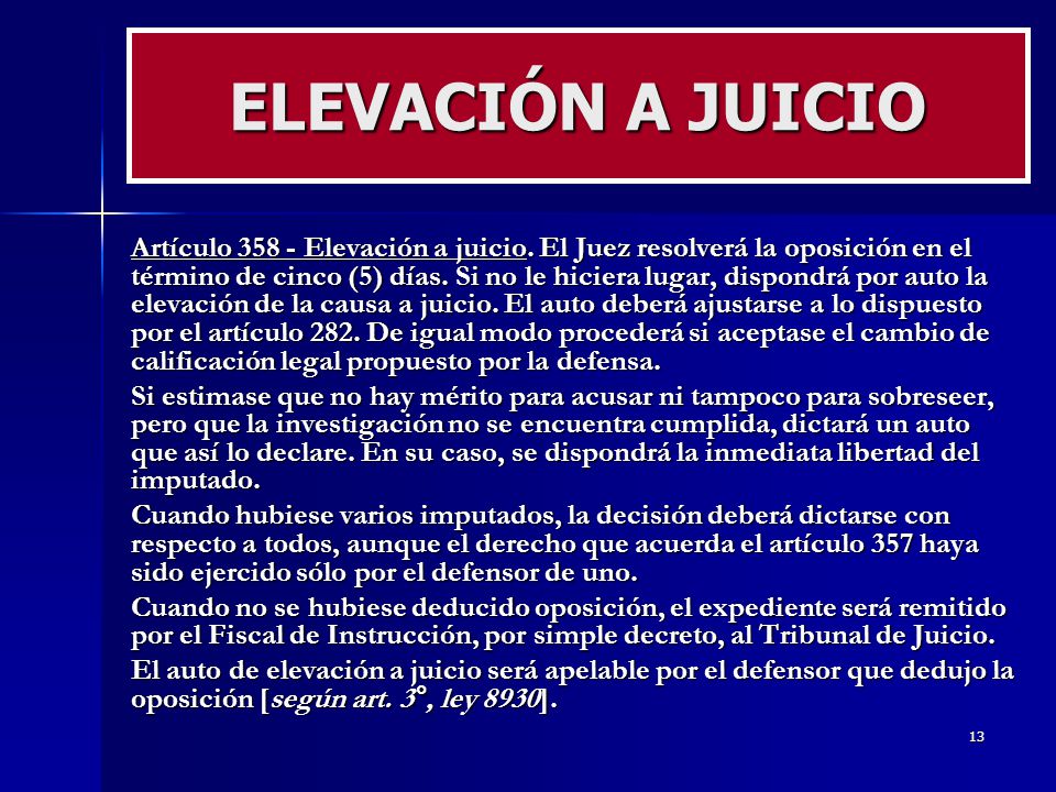 ELEVACIÓN A JUICIO