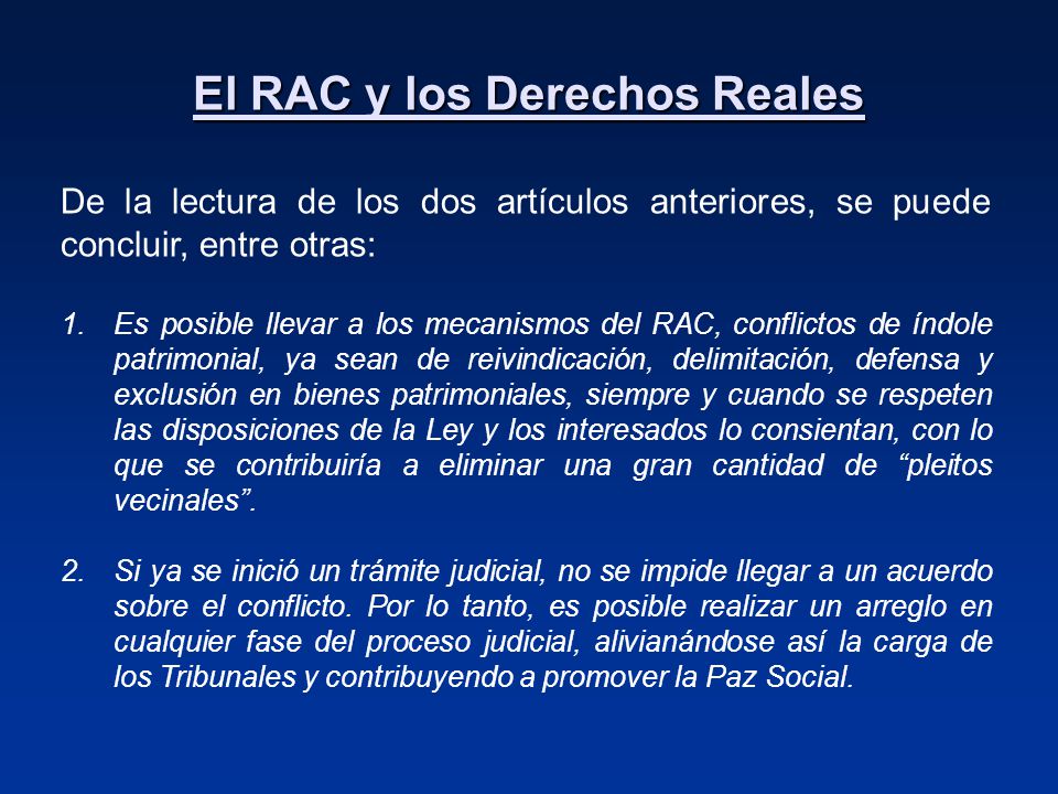 El RAC y los Derechos Reales