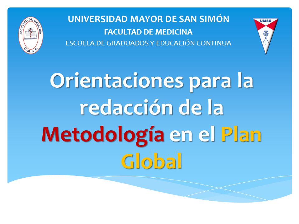 Orientaciones para la redacción de la Metodología en el Plan Global