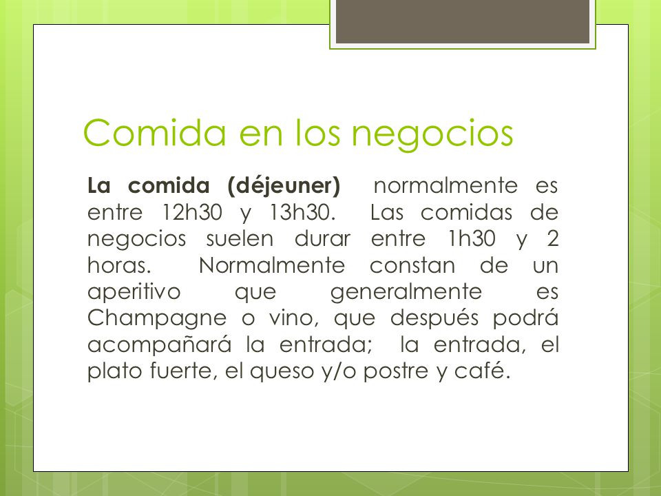 Comida en los negocios