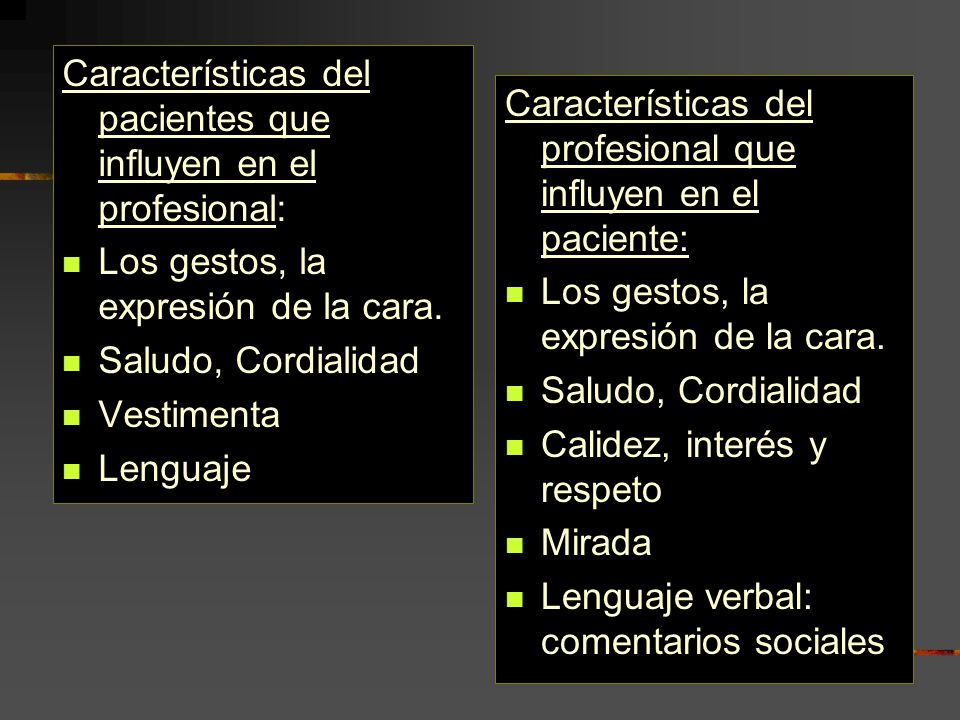 Características del pacientes que influyen en el profesional: